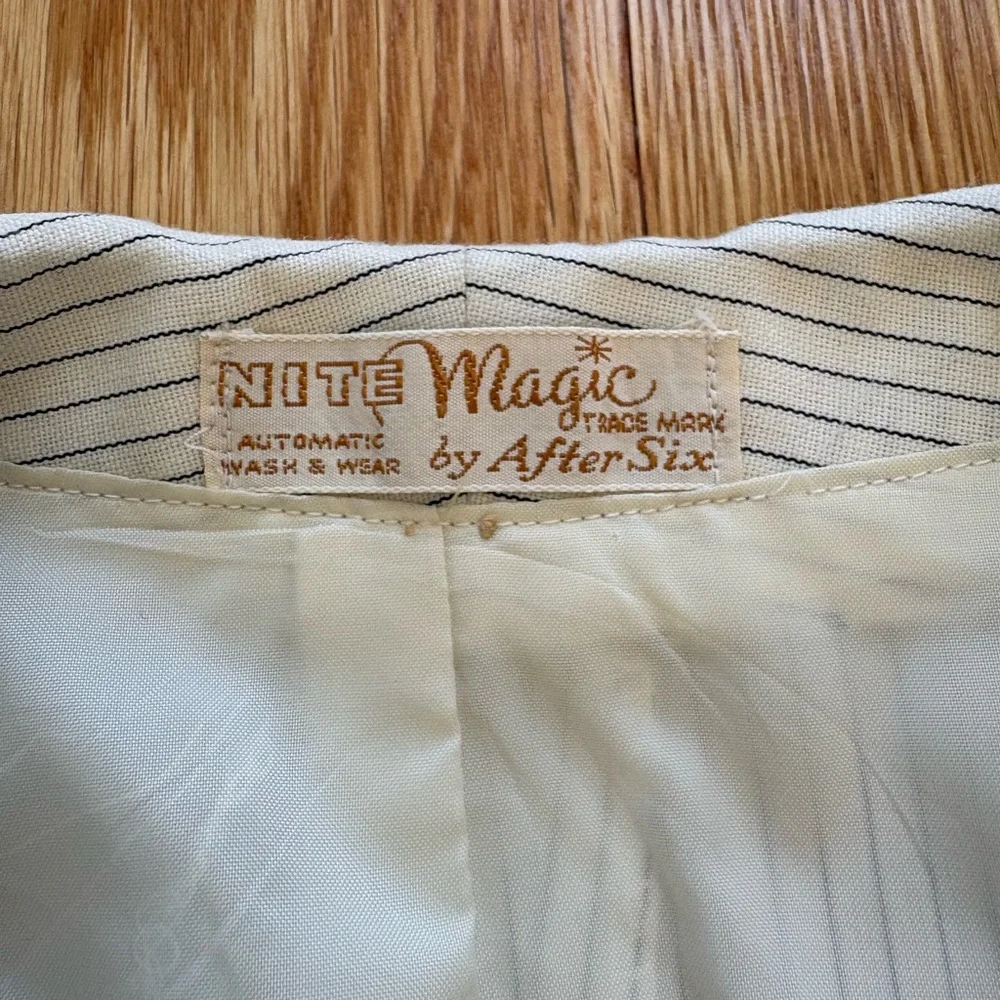 After Six Nite Magic Vintage 40s Pinstripe White Dinner Jacket Tux Sportcoat 43R